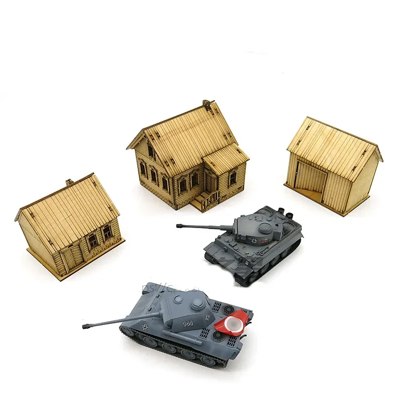 1/72 WWII European Architecture Rural Farm Scene Wooden Assembly Model Decoration DIY Handmade Building Toy 4
