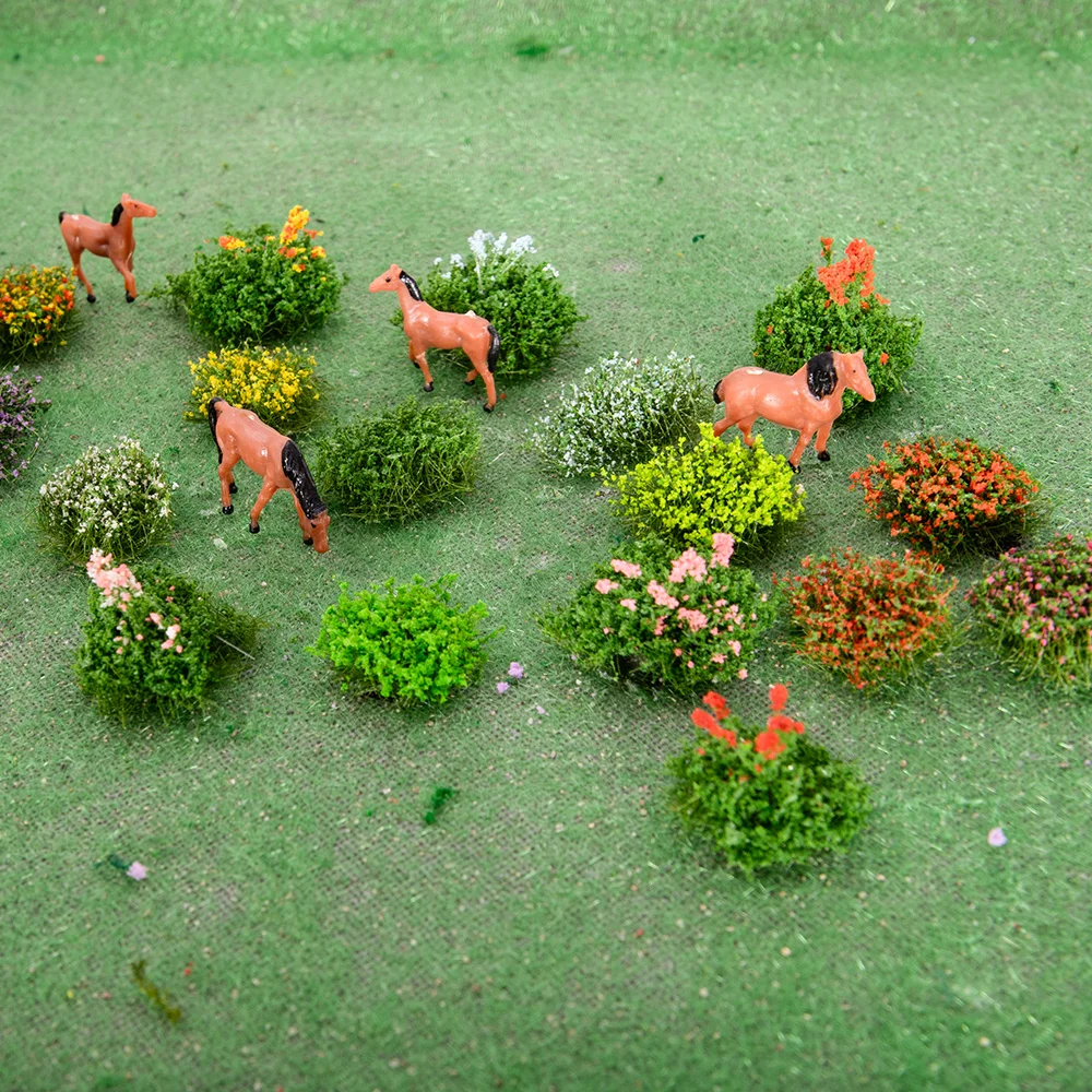 Cayway 2 PCS Flower Grass Tufts Paysages Herbe Touffes Tufts D'herbe Statique Grappes De Fleurs Pour Le Bricolage Architecture Bâtiment Jardin Paysage, Jaune Et Orange