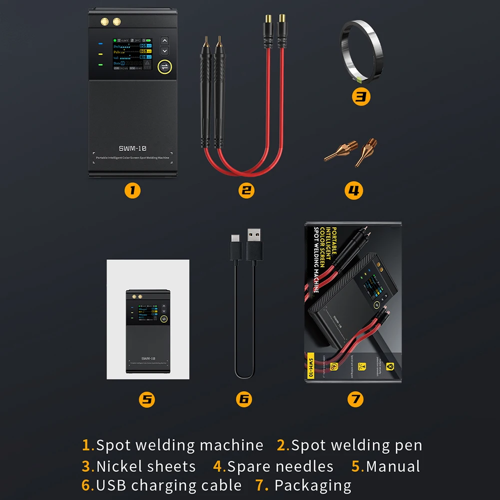 For FNIRSI SWM-10 Portable Battery Spot Welder DIY Mini Welder Battery Pack Welding Tool 5000mah Can Weld 0.25mm