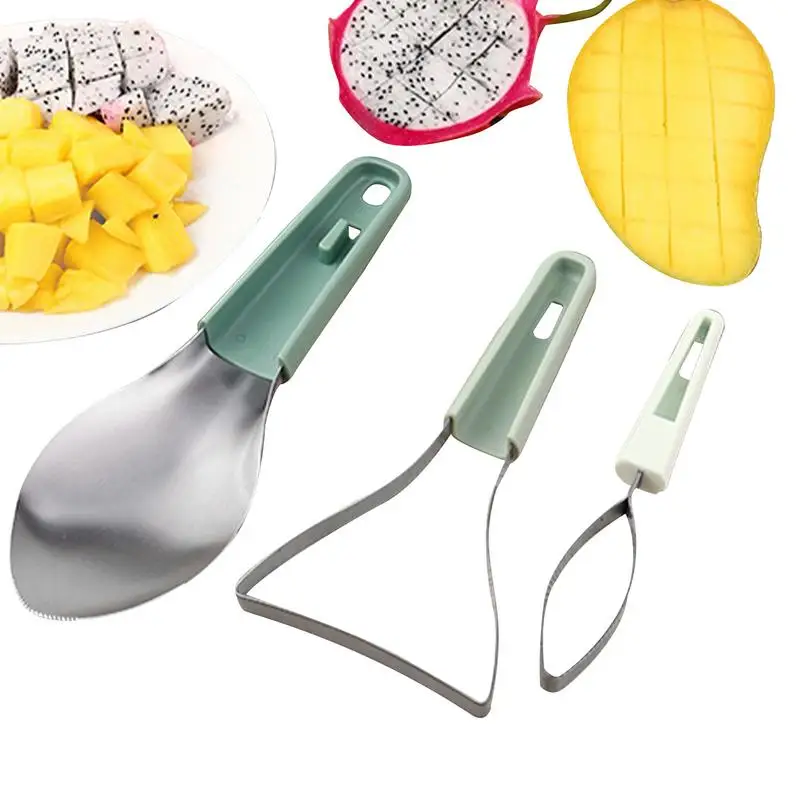 Mango Peeler 3pcs Fruit Pit Remover Cutter Tool set Fruit Slicer Pitter Mango Kernel Remover for Household Home Restaurant
