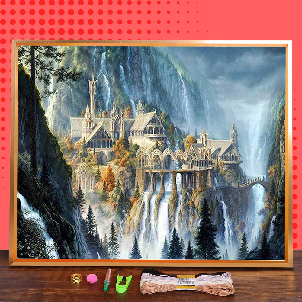Mountain Castles Printed Cross-Stitch Patterns Embroidery DMC Threads Craft cross stitch kit cross stitch files cross stitch floss stickers For Stamped