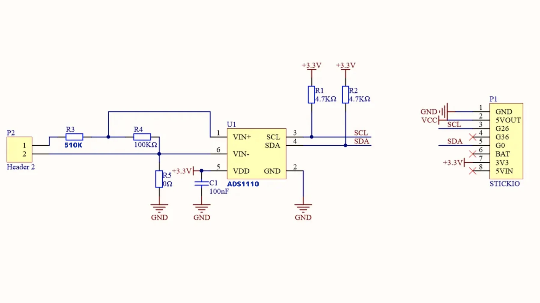 Official M5StickC ADC Hat ADS1110 V1.1