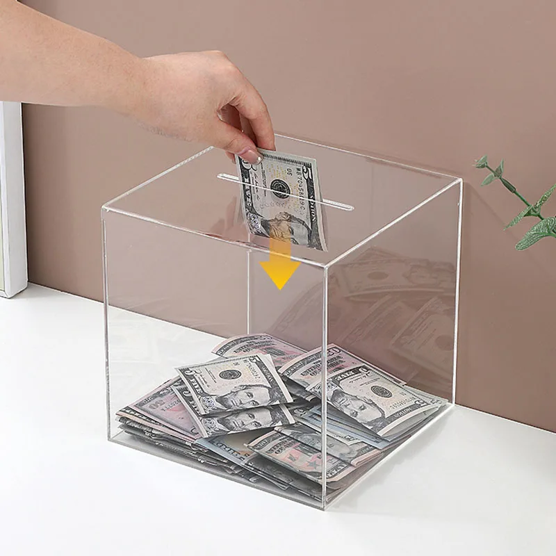 Cofrinho de acrílico de grande capacidade, seguro para crianças, com visor visível, moderno e sem necessidade de reembolso. Pote transparente para guardar dinheiro._voghion.com