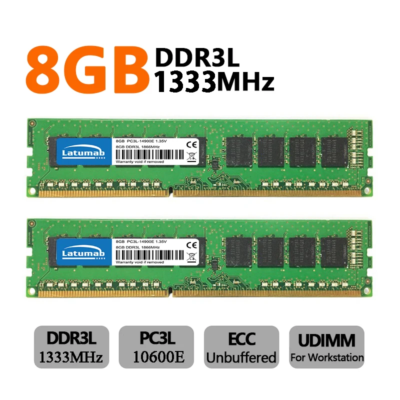Memória 240pin da Estação de Trabalho da Memória de Ram Ddr3 Ddr3l 8gb 16gb 32gb 1333 1600 1866mhz Ecc Udimm Pc314900e 12800e 1.35v 1.5v Ram - Imagem 6