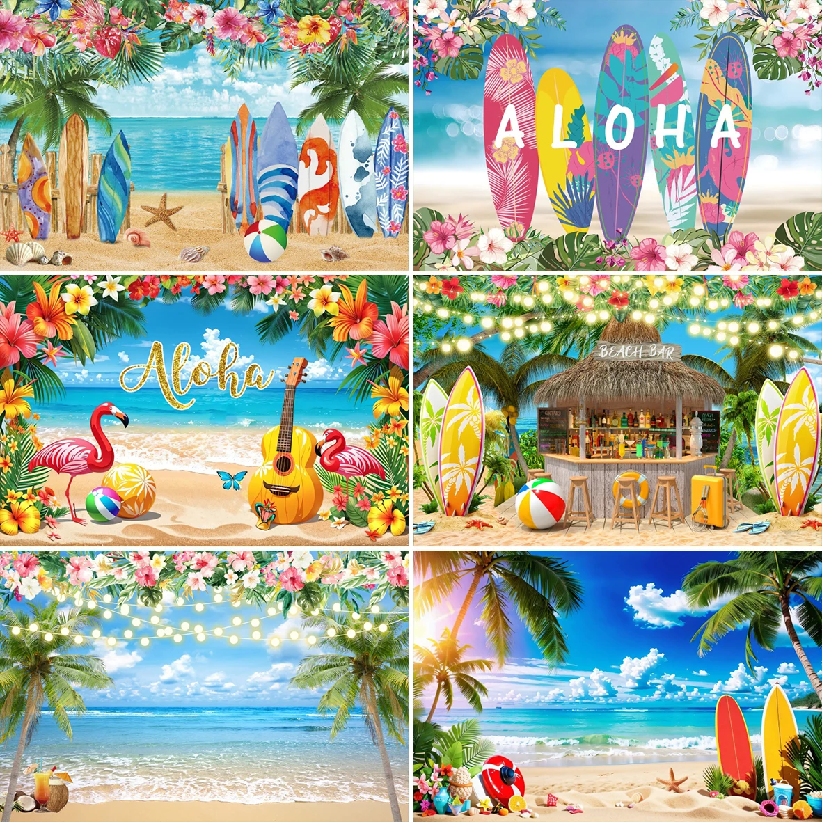thumbnail image 2 of OFILA Summer Birthday Backdrop 12x8ft Fabric Hawaiian Luau Party... 2 of 11