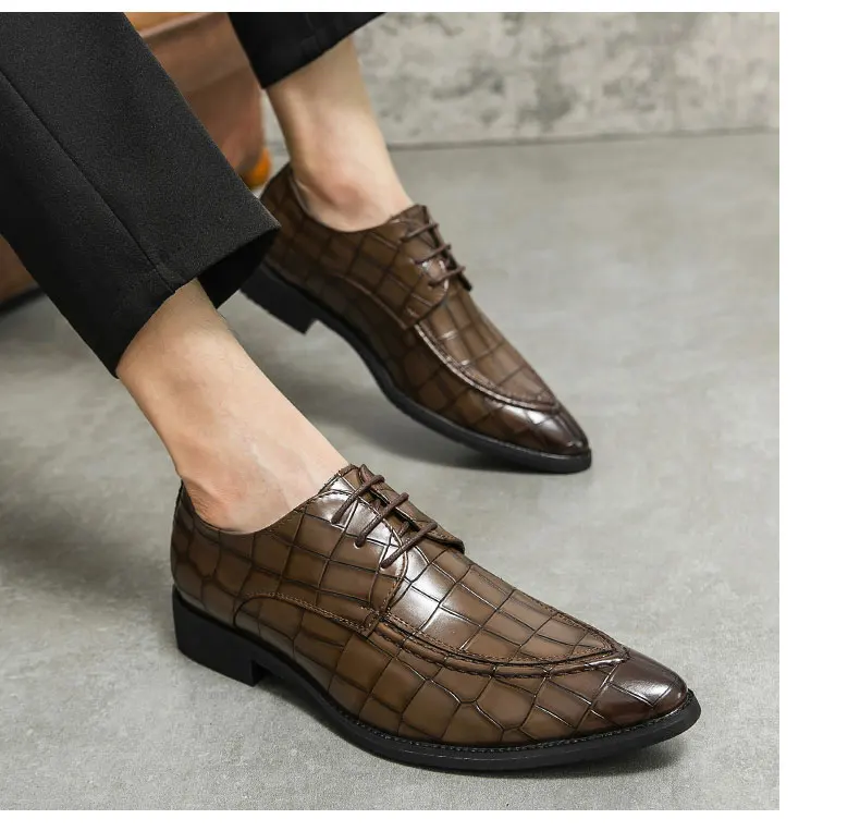 Men Derby Shoes Split Leather 38-46 Big Size Fashion Black Lace-up Oxford Flats Classic Business Formal Casual Loafers