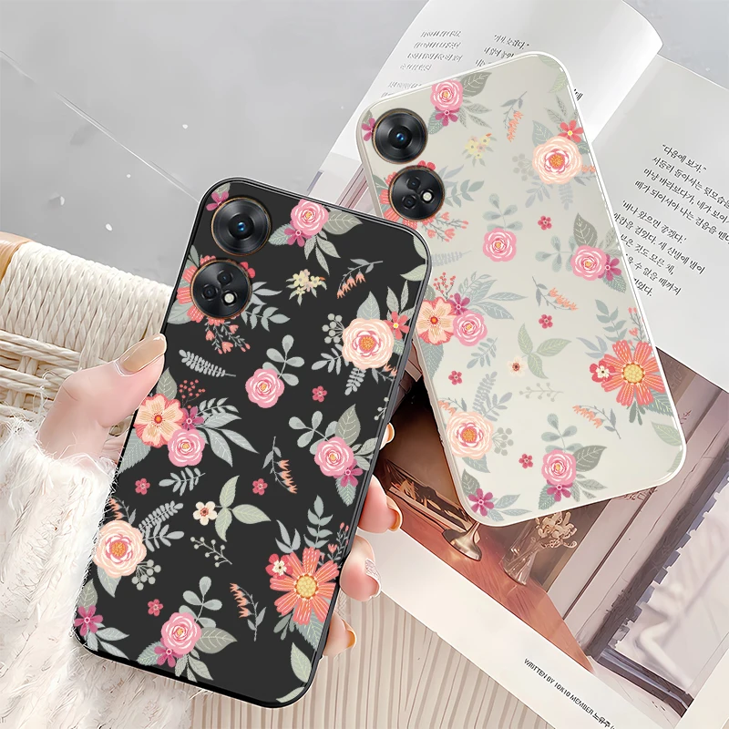Vintage Showy Flowers Pattern Silicone Soft Shockproof Phone Case - Bumper Back Cover
