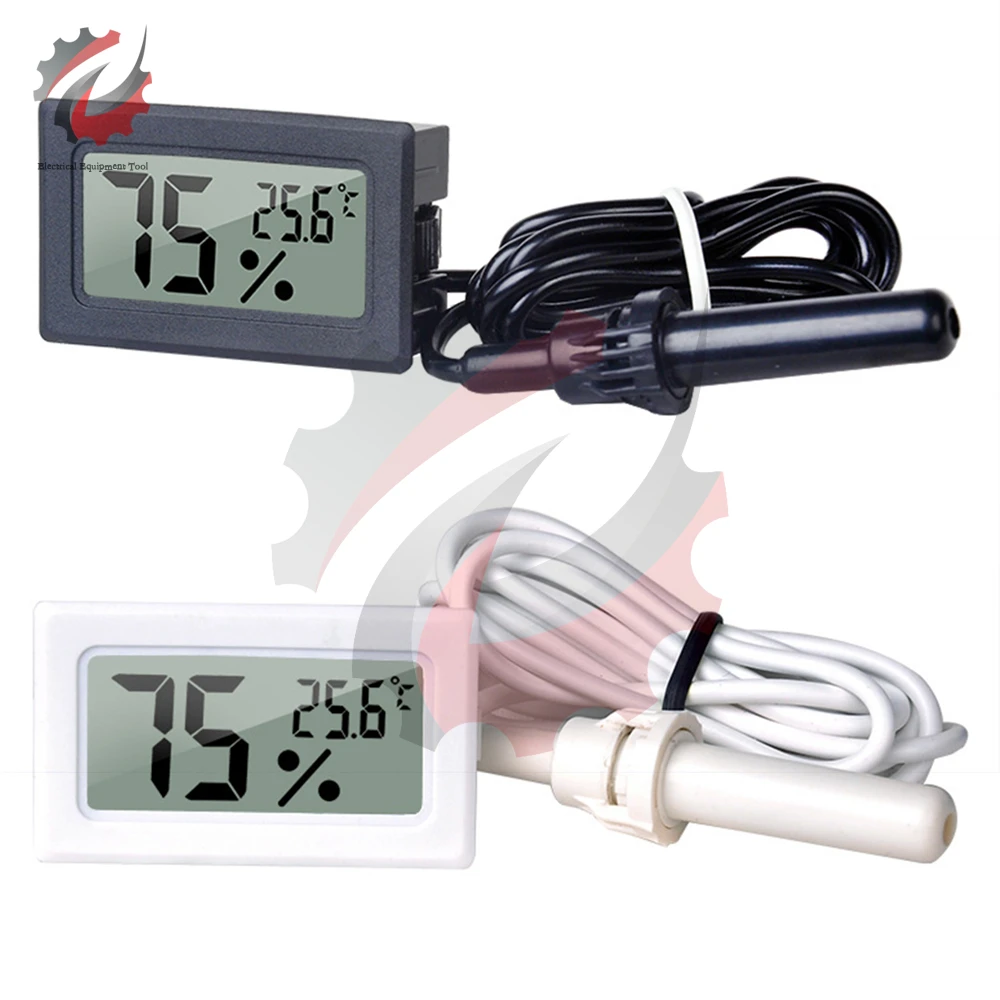 

FY-12 Mini Digital LCD Indoor Convenient Temperature Sensor Humidity Meter Embedded Thermometer Hygrometer Gauge With Probe Wire