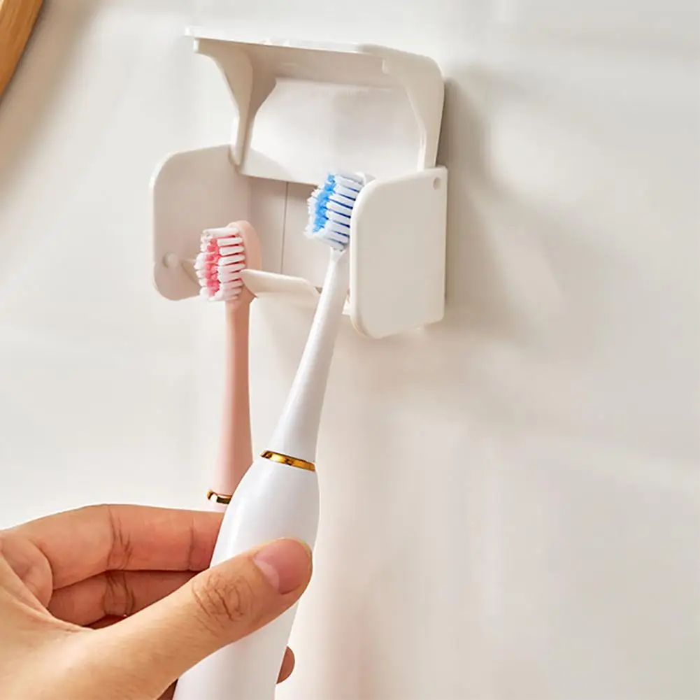 2Pcs Electric Toothbrush Holder Wall Mounted 2 Slots Design Automatic Cover Compact Toothbrush Storage Organizer toothbrush holder