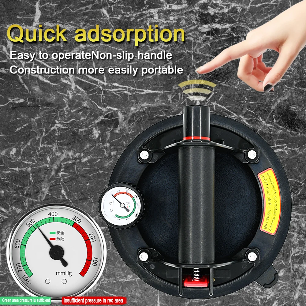 250kg 8 inch Glass Vacuum Suction Cup Heavy Duty Handheld Vacuum Cup Glass Lifter for Granite & Lifting Window Replacement