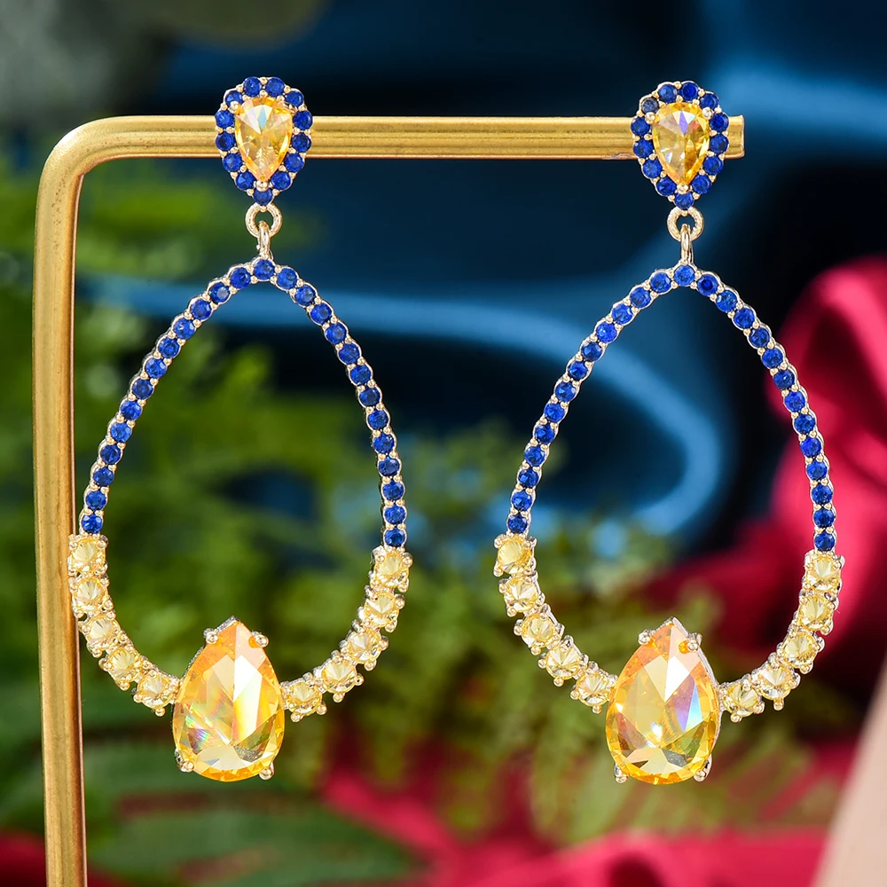 SisCathy European Style Pendat Earrings Women Cubic Zirconia Party Prom Jewelry Accessory Valentine's Day boucle d'oreille