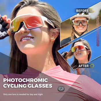 Kapvoe Photochromic Cycling Sunglasses for Men Cycl Glasses Mountain Bicycle Goggles Women Outdoor Sports Running UV400 Eyewear 2