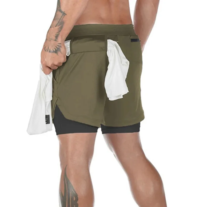Fishing Shorts Quick Dry Men's Shorts Sports Zipper Pockets Solid Drawstring Board Beach Short Pants Men Loose Short Sweatpants
