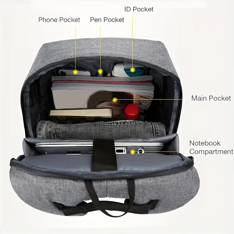 Gray and Black Backpack Male Business Multi-function Computer Backpack USB Charging Storage Business Bag Anti-theft Backpack