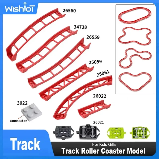Track Roller Coaster Model 10PCS Railway City Train Technical Part MOC Building Blocks For Kids Gifts 26022 25059 25061 34738 1