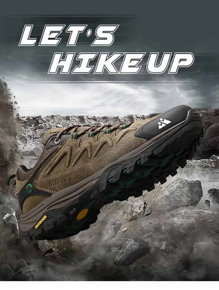 Description Picture 3 of itemHIKEUP Leather Men's Outdoor Hiking Shoes Tourist Trekking Sneakers Mountain Climbing Trail Jogging Shoes For Men Factory Outlet