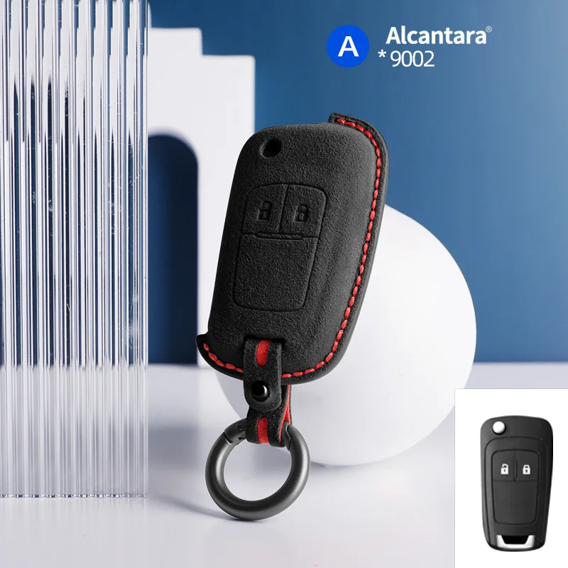 

Alcantara Suede Car Key Case Cover Shell For Buick Encore Excelle Aveo Opel And Chevrolet Cruze Trax 2 Button Keychain