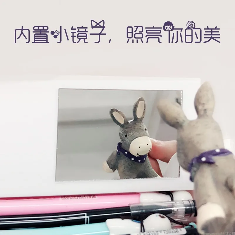 다기능 문구 거치대, 거울 태양열 계산기, 노트 보드, 연필 펜, 학용품 거치대 케이스, 1 개