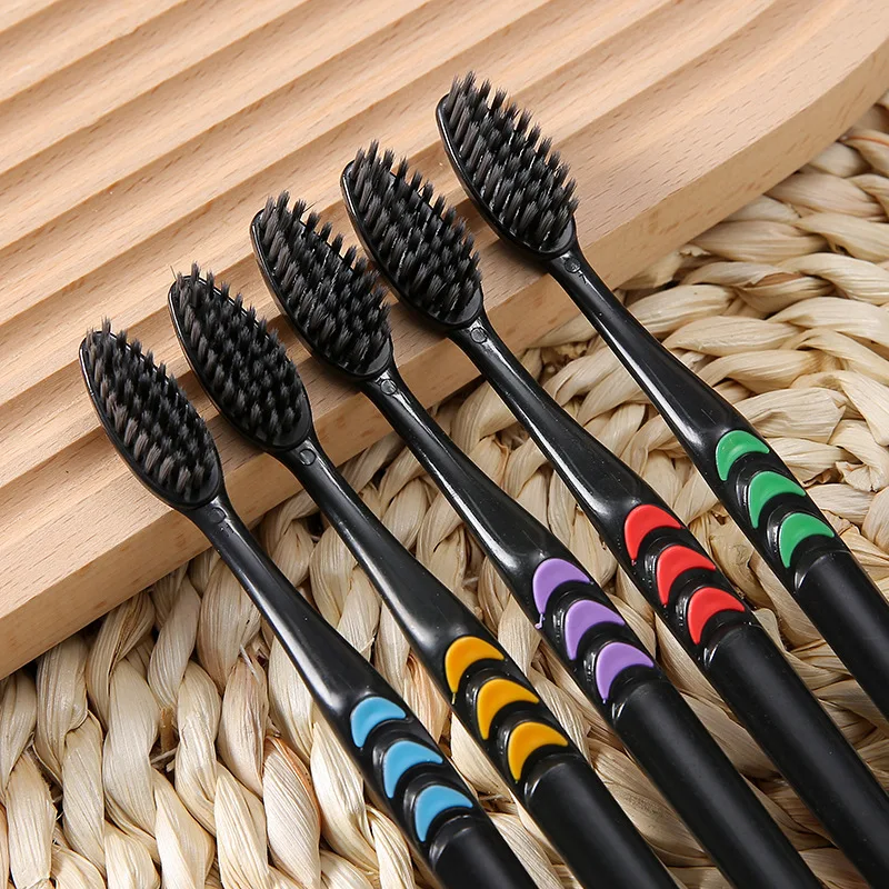 Eco-Friendly Natural Bamboo Toothbrush Set - 10 Soft Bristle Charcoal Brushes for Teeth Whitening and Oral Care