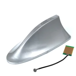Universal Black Shark Fin Car Antenna with FM/AM Signal Function and Protective Roof Design (Silver)