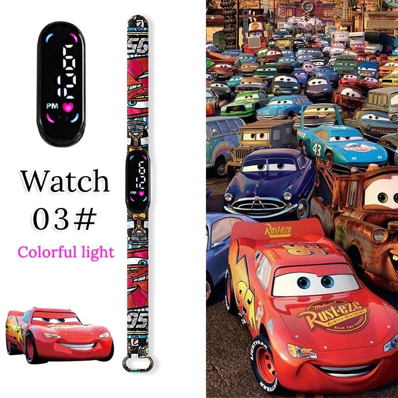 Disney Cars Children Watches Boys Silicone Strap Sport Touch Wristband Bracelet Led Kids Watch Girls Digital Student Clock Gift 4