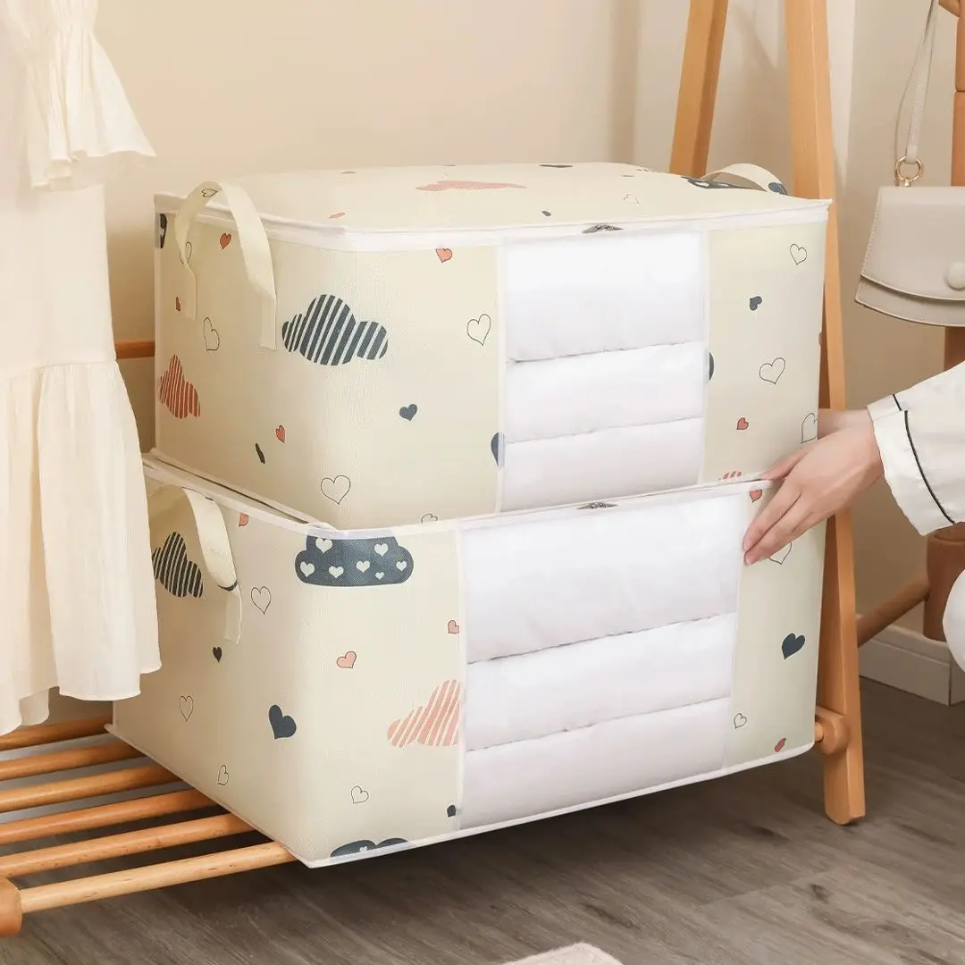 Hot Selling 3Pcs Thick Cotton Quilt Bag Waterproof Closet Wardrobe Organizer Quilt Clothes Storage Bag Storage Bags With Zipper 6