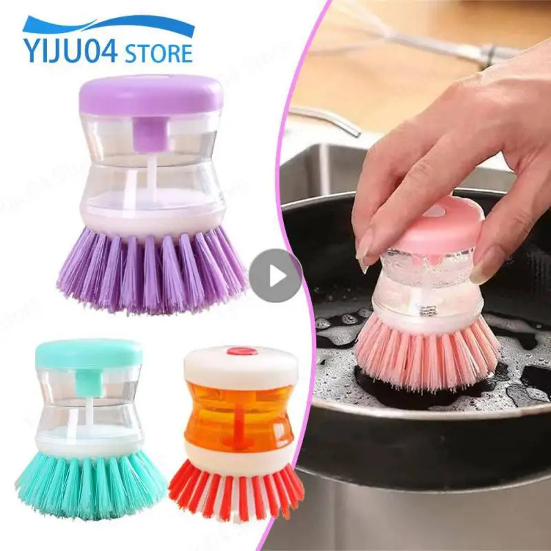 1pc Dish Scrubber Brush with Soap Dispenser Palm Scrubber Wash Tool Holder Soap  Dispenser Brush Dish Washer Random Color - AliExpress