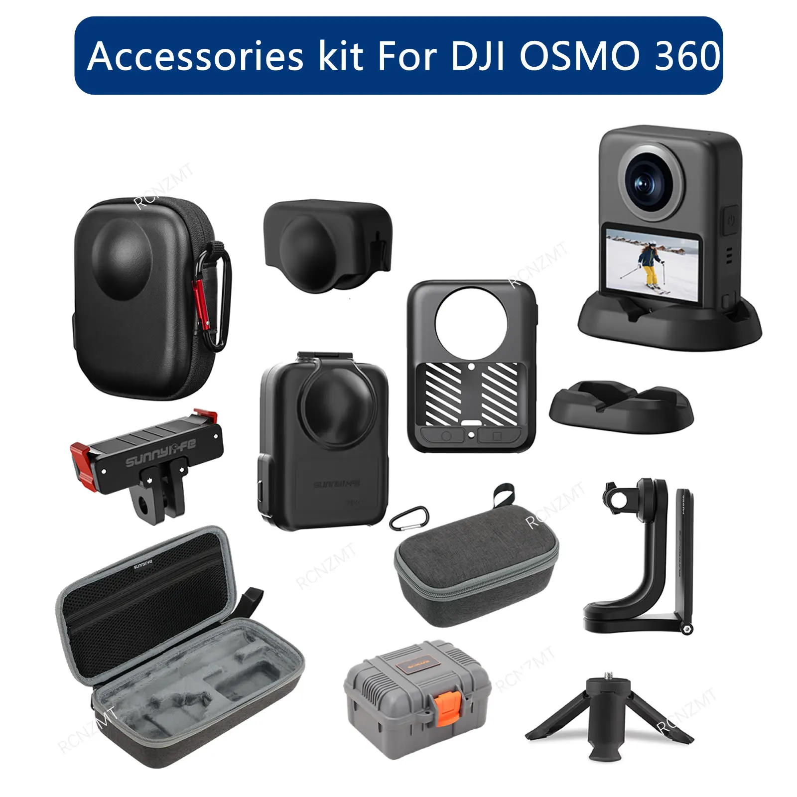 Kit di accessori per DJI OSMO 360 Custodia in silicone Copriobiettivo Supporto per supporto Protezione Custodia con staffa di espansione in vetro