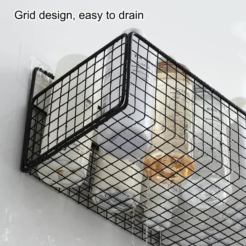 KAWAN Bathroom Grid Shelf Suspension Type Bathroom Organizer Shampoo Shower Gel Kitchen Makeup Storage Bathroom Accessories 4
