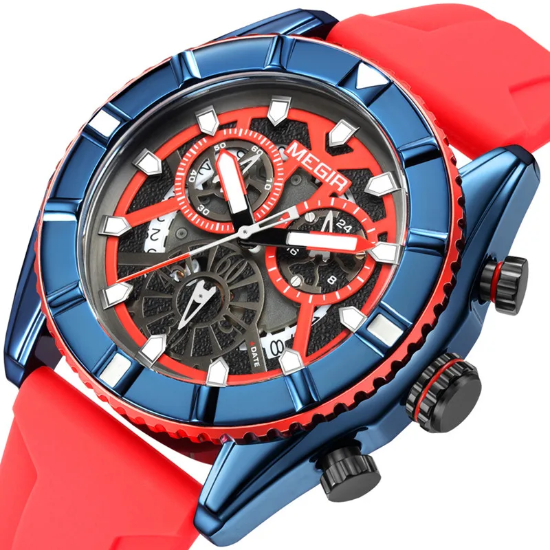

Tidal Current Brand Fashion Multi-function Men's Rubber Quartz Watch Waterproof Luminous Sport Watch Luxury Men Wrist Watch