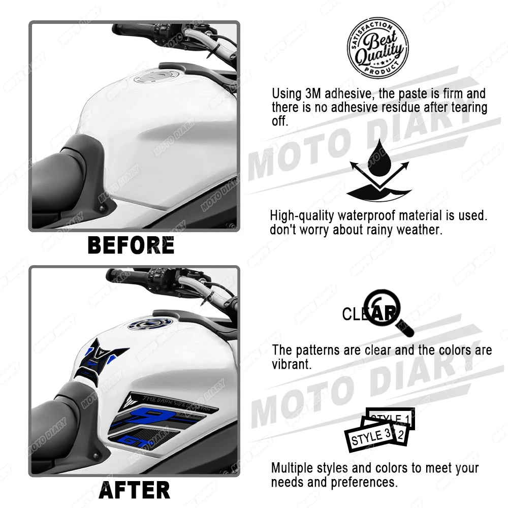 TRACER 9 GT Fuel Tank Pad Sticker 3D Protector Decals Waterproof For Yamaha TRACER 9 Tracer 9 GT Tracer9 2021 2022 2023