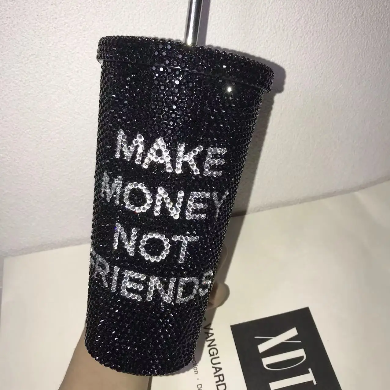 Rhinestone Straw Cup Make Money Not Friends 304 Stainless Steel Water  Bottle with Straw Reusable with Lid Insulation Tumbler Cup - AliExpress