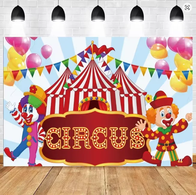 빨간색 서커스 광대 텐트 배경 카니발 밤 테마 베이비 샤워 레이아웃 소품 생일 파티 사진 스튜디오 촬영 배경