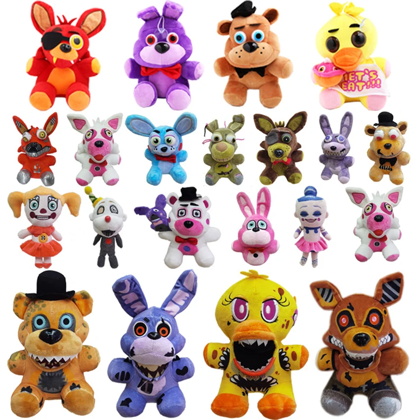 18cm Kawaii FNAF Plush Toy Cartoon Animal Freddy Fazbear Plush Figure Bear Foxy Rabbit Anime Plush Toys Children's Holiday Gift