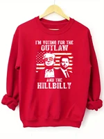 2024 Presidential Election, Mr. Trump - graphic, printed long-sleeved crew neck casual sweatshirt, fashionable women's clothing 1