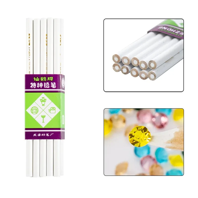 10/5pcs White Pick Up Rhinestone Nail Dotting Pencil Beads Stones Gems Picker White Wax Pen Nail Strass Decoration Picking Tools 3