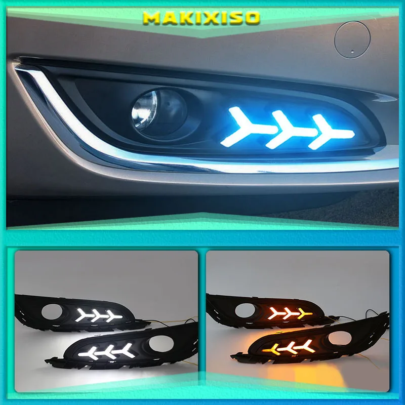 

1 Pair LED DRL Daytime Running Lights Daylight With Turn Signal and Night Blue Lamp For Buick Opel Regal Insignia 2013 2014 2015