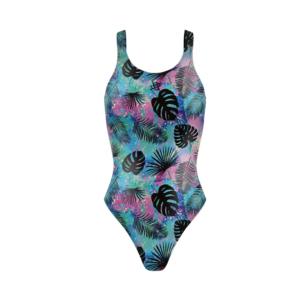 Ladies One Piece Sexy Back Swimsuit Summer Push Up Sports Swimsuit Bodysuit Training Swimwear Monokini Beach Bbathing Suit