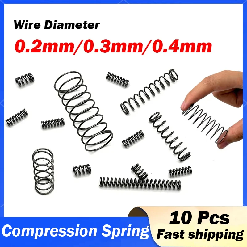 10pcs/Lot 0.2mm 0.3mm 0.4mm Micro Small Compression Spring OD 2/3/4/5/6 ...