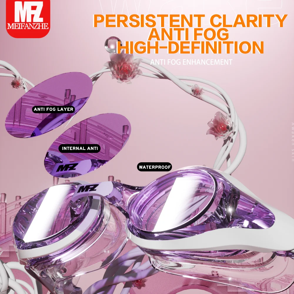 Multi-coloured Waterproof and Anti-fogging Swimming Goggles in Small Frames for Men and Women. 5