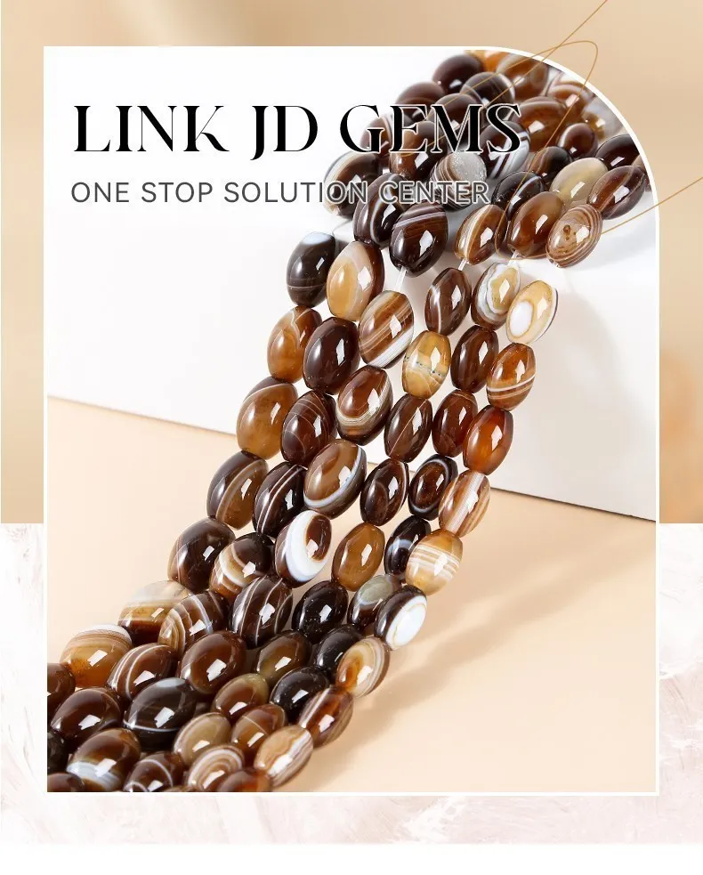 Großhandel Gefärbt Farbe Kaffee Gestreiften Achat Reis Form Lose Spacer Barrel Perlen Für Schmuck Machen Diy Armband Halskette, Die – Detail 1
