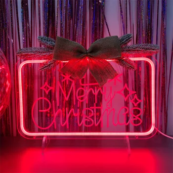 Merry Christmas LED Neon Sign 3D Art with Decor Gifts Wall Decoration Neon Signs for Bedroom Party Wall Hanging Chritsmas Decor