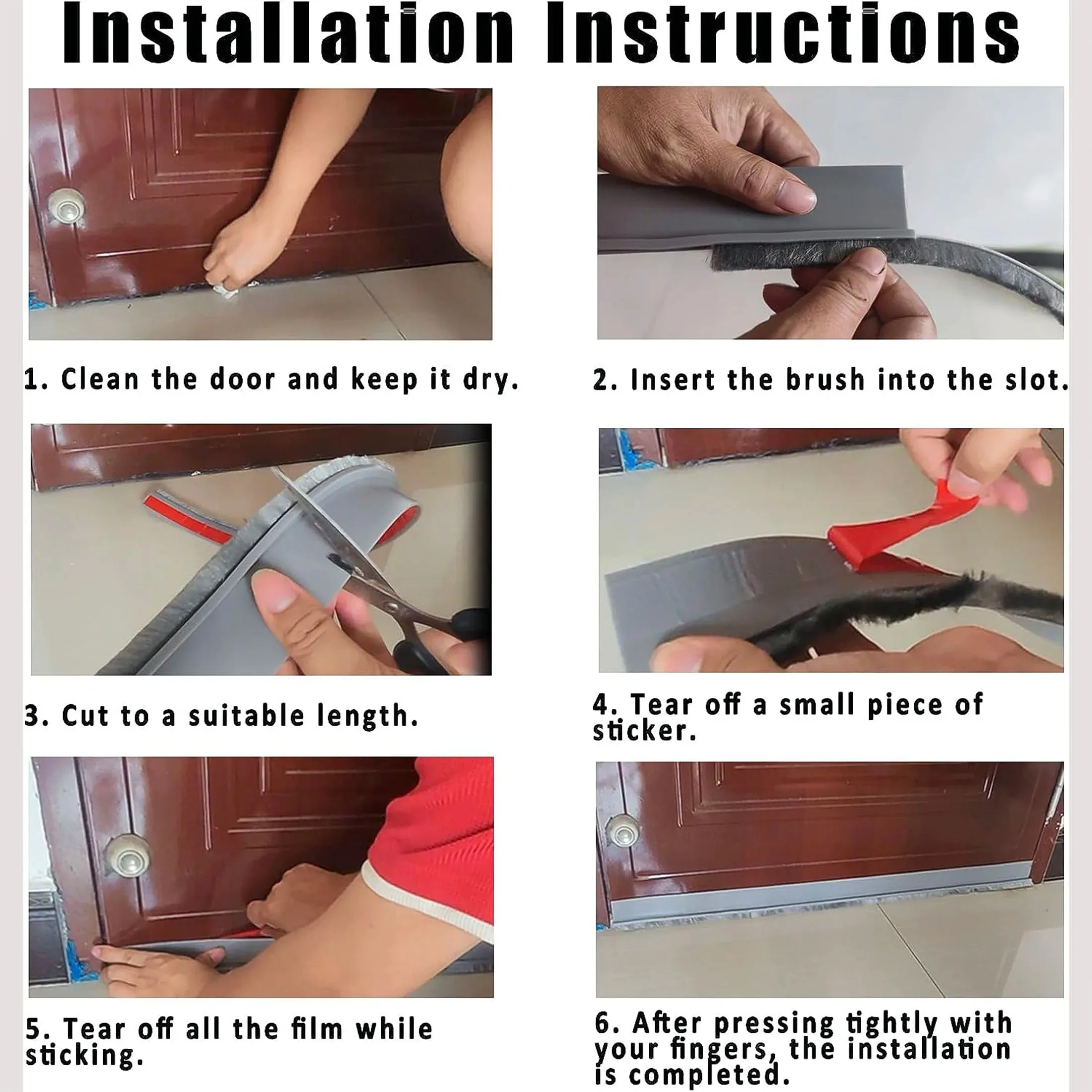Door Seal Draft Stopper with Brush Reduce Noise Rubber Door Sweep Breeze Blocker Insect proof dust proof and sound proof seal