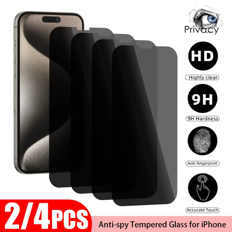 2/4PCS Anti-Spionage-Displayschutzfolie für iPhone 17 16 15 14 13 12 11 Pro Max Sichtschutzglas für iPhone Air 13 12 Mini SE 2022 X/XS XR