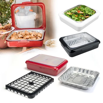 Food Foil Tray Holder Set Insulation Foil Serving Pan Carrier Lightweight Portable Food Foil Dish Pan with Lid for Picnic Party