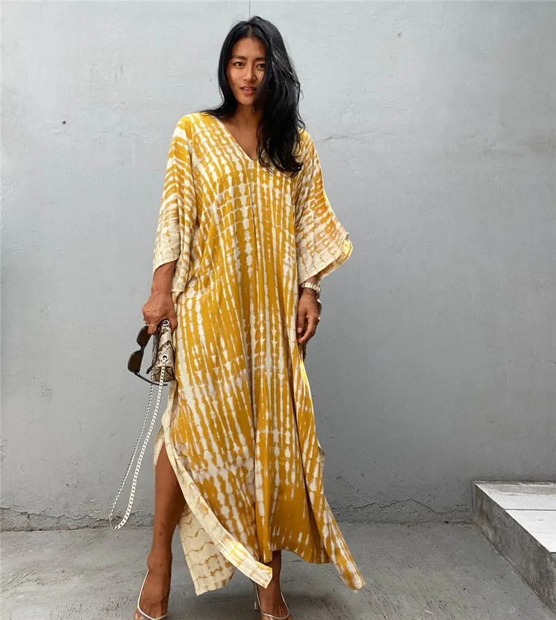 Fashion Casual Striped Print Long Dresses Women Bohemian V-neck Bat Sleeve Loose Slit Beach Dress Summer New Beachwear Vestidos 113 Fashion Casual Striped Print Long Dresses Women Bohemian V-neck Bat Sleeve Loose Slit Beach Dress Summer New Beachwear Vestidos