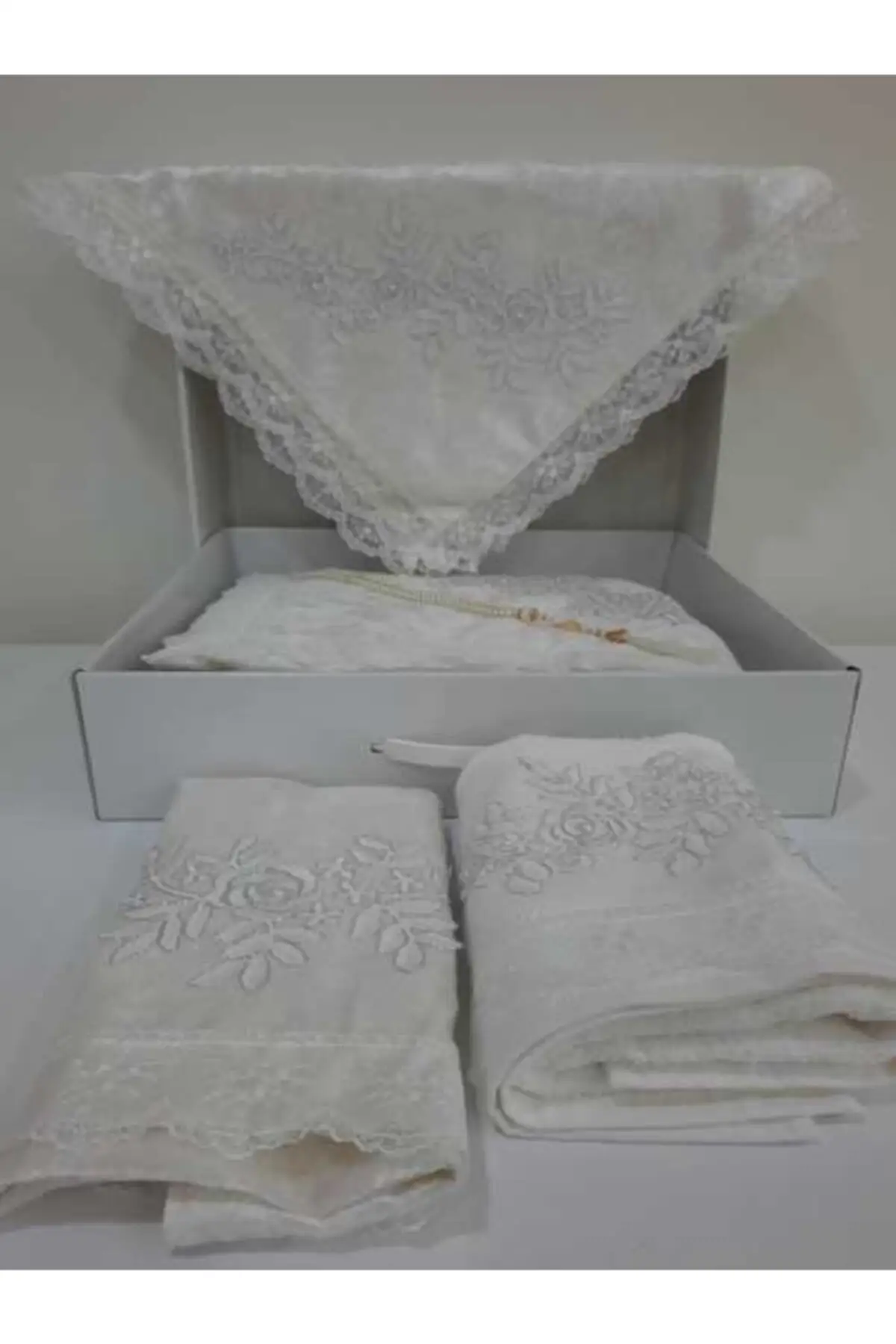 

5 Piece Cream Seccade Set Bohça Dowry Engagement Bridal Set Carpet & Rug Mat Home Furniture