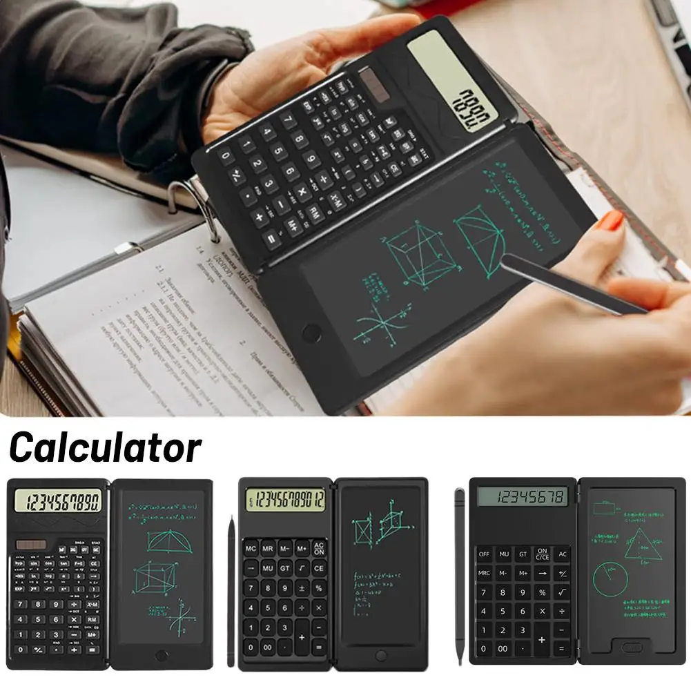 Foldable Calculato & 6 Inch LCD Writing Tablet Digital Drawing Pad With Stylus Pen Erase Button For Office Students Kid Business