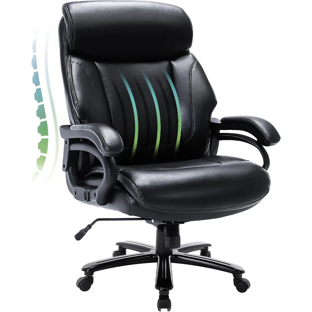 

Big and Tall Office Chair 400lbs-Heavy Duty Executive Desk Chair with Extra Wide Seat, High Back Ergonomic Leather Computer