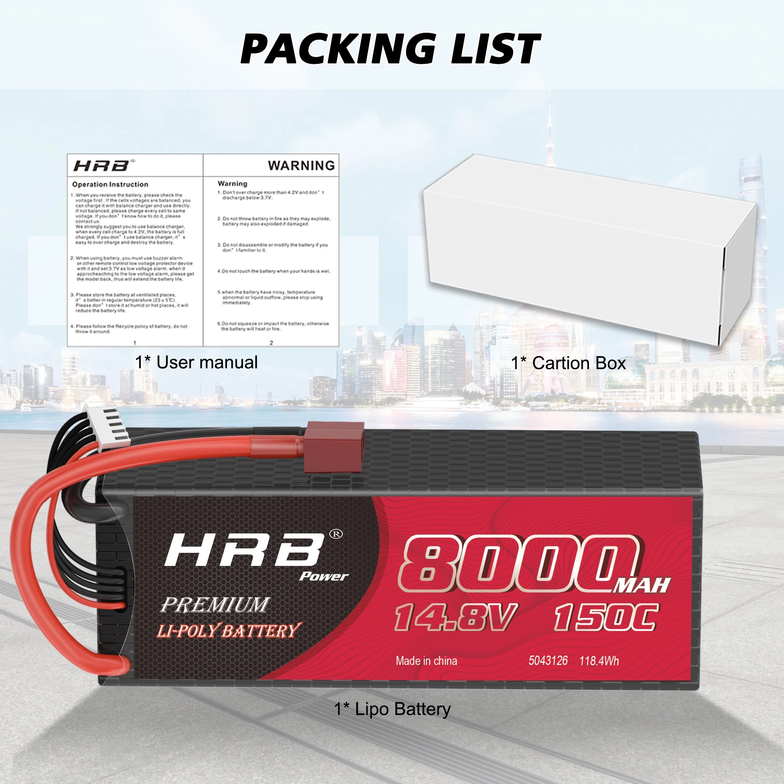 HRB RC Lipo 3S 4S 6S Battery, PACKING LIST HRB WARNING Drnienth t [na